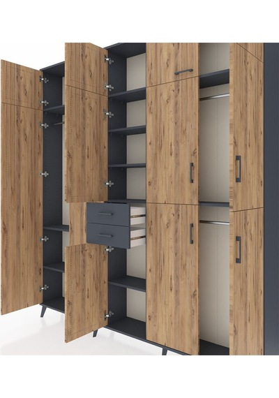 Arges Dolap 10 Raflı 2 Çekmeceli 3 Askılı 220x30x243 Antrasit-çam/antrasit Atlas Çam/antrasıt Arges Dolap 10 Raflı 2 Çekmeceli 3 Askılı 220x30x243 Antrasit-çam/antrasit Atlas Çam/antrasıt
