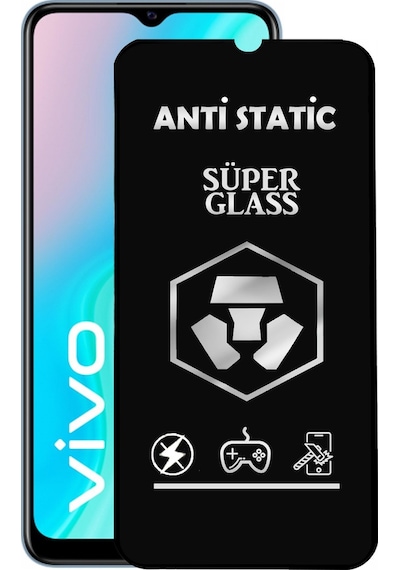 Vivo Y11s ile Uyumlu Tam Kaplayan Anti Statik Dayanıklı Süper Cam Ekran Koruyucu