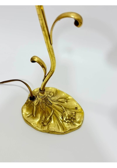Antika Pirinç Masa Lambası 39cm Çok Renkli