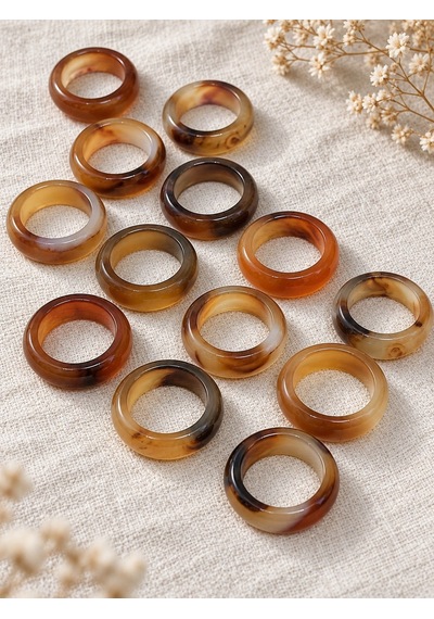 Akik Taşı Kalın Boy Yüzük Karamel & Siyah Alacalı 9 4mm Kalınlık 63802 - 1 Adet Yüzük Fiyatıdır 6428473