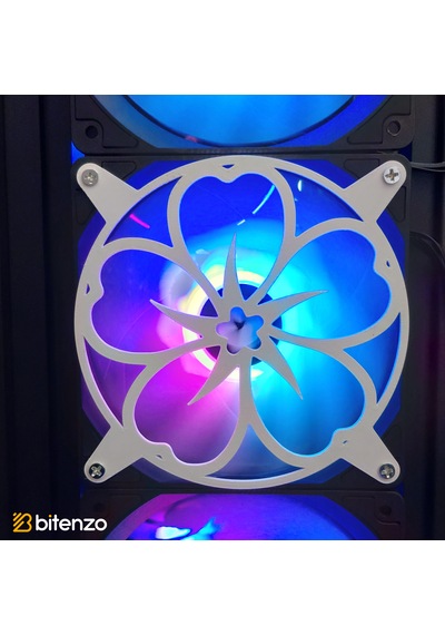 Çiçek Motifli 120x120 Mm Oyun Pc Aksesuarı, Masaüstü Bilgisayar Fan Kapağı Beyaz