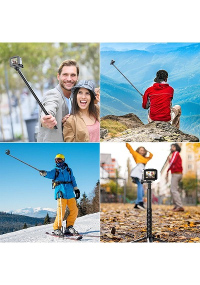 Akaso 120 Cm Uzatılabilir Selfie Çubuğu Ve Tripod Standı Aksiyon Kamera Aksesuarı Siyah