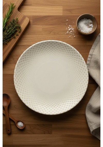 12'li Valencia Servis Tabak 23cm Dijital Punto Rinart Krem
