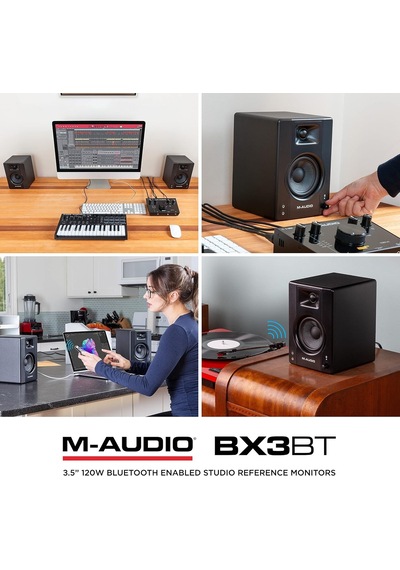 Ayrex M-audıo Bx3bt - 3.5" Stüdyo Monitörleri Ve Bilgisayar Hoparlörleri, Bluetooth'lu, Müzik Prodüksiyon Yazılım