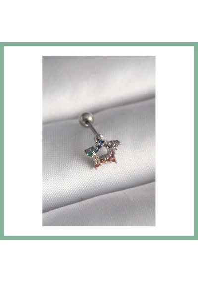 Bşkvirgo 316l Çelik Gümüş Renk Renkli Zirkon Taşlı Yıldız Model Tragus Piercing Bsk2026