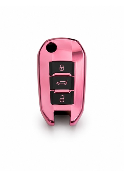 Autohan Keys Peugeot Anahtar Koruma Kılıfı, 3 Düğmeli, Pembe, Sustaıı Tasarım, 301, 307, 308, 208, 508, 2008, 3008, Partner Van İle Uyumlu