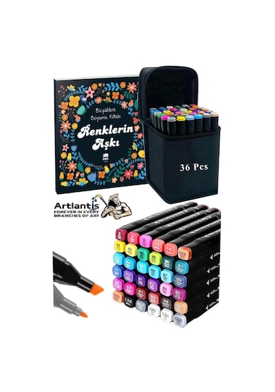 36 Adet Çift Taraflı Marker Kalem Çantalı 1 Paket 36 Renk Touch Markör Renklerin Aşkı Mandala Büyüklere Boyama Kitabı Çok Renkli 36 Adet Çift Taraflı Marker Kalem Çantalı 1 Paket 36 Renk Touch Markör Renklerin Aşkı Mandala Büyüklere Boyama Kitabı Çok Renkli