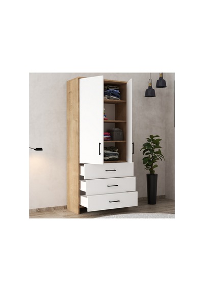 2 Kapaklı 3 Çekmeceli Safir Meşe-beyaz Gardırop Modern Kullanışlı Çok Amaçlı Dolap 80x38x182 Cm Safir Meşe - Beyaz - 761702515 Safir Meşe - Beyaz 2 Kapaklı 3 Çekmeceli Safir Meşe-beyaz Gardırop Modern Kullanışlı Çok Amaçlı Dolap 80x38x182 Cm Safir Meşe - Beyaz - 761702515 Safir Meşe - Beyaz