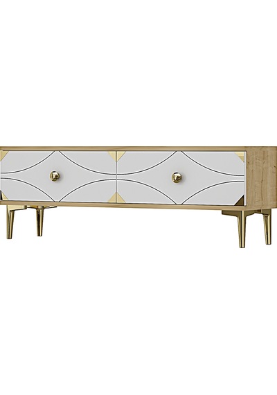 Tsa1297dbg Alfa Tv Sehpası Safirmeşe-beyaz-gold 120cm