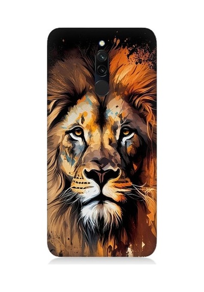 Xiaomi Redmi 8 Uyumlu Sarı Kırmızı Kral Aslan Desenli Silikon Kılıf