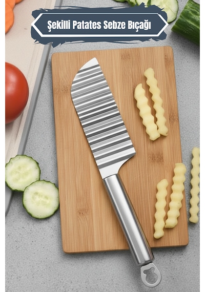 Şekilli Patates Bıçağı Sebze Meyve Zigzag Dilimleme Bıçağı Krom