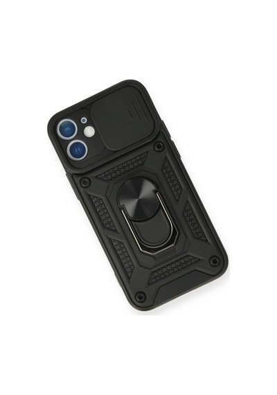 Apple iPhone Uyumlu - 11 Kılıf Pars Lens Yüzüklü Silikon - Siyah