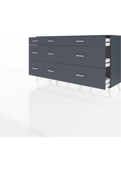 Hyperion Konsol 9 Çekmeceli 176x44x99 Antrasit-antrasit Antrasit-antrasit