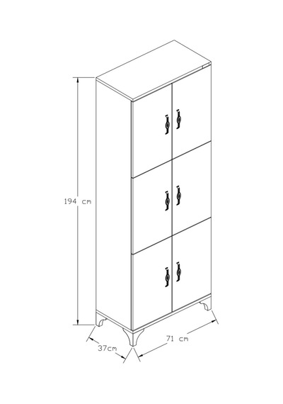 % 100 Mdf 6 Kapaklı Çok Amaçlı Kiler, Banyo, Ayakkabılık, Balkon Dolap Kapaklar:beyaz Parlak--gövde Sümla
