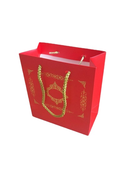 T Toptancı Karton Hediye Çantası Gold Saray Desenli 20x20x10 Cm 10 Adet Kırmızı