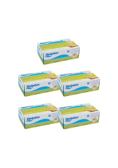Dolphin Lateks Pudralı Muayene Eldiveni Beyaz 100'lü 5 Paket