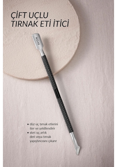 Avon Paslanmaz Çelik Çift Uçlu Tırnak Eti İtici Siyah