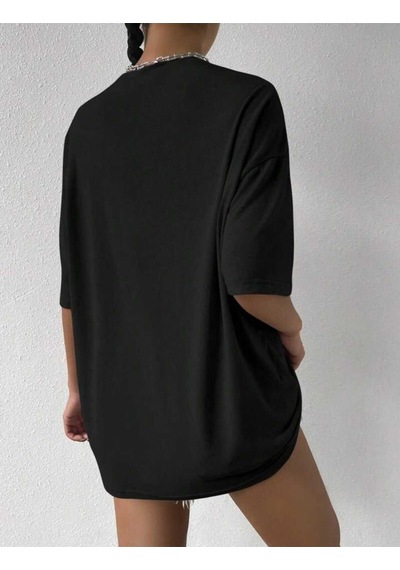 Noıssey Siyah Baskılı Oversize