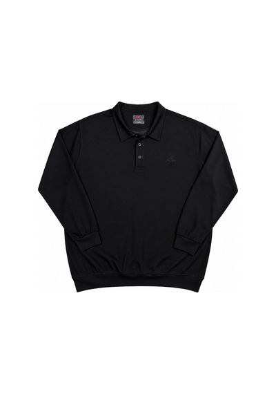 Annex Büyük Beden Polo Yaka Erkek Sweatshirt Siyah