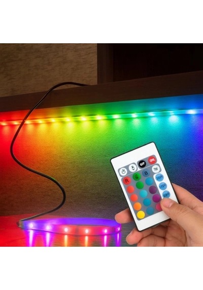 Rgb Şerit 30 Led Kumandalı Usb Bağlantılı Esnek Aydınlatma Ambiyans Lambası Renkli Işık
