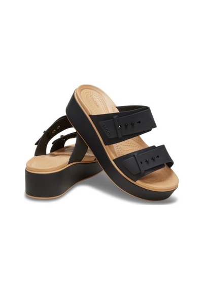 Crocs Brooklyn Buckle Matte Wrap Low Wedge Kadın Terlik 212408-0rı Black/cashew Siyah