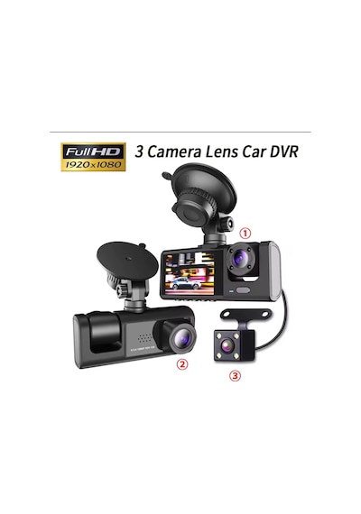 3 Kanal Araba Dvr Hd 1080p 3 Lensli Araç İçi Kameraüç Yönlü Kamera Dvr Araç Kamera