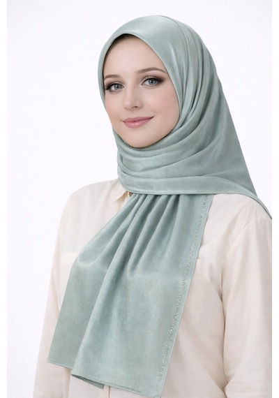 Mim Eşarp Mısırlı Eşarpları Taşlı Jan Jan Abiye Şal 75x190 Cm Yeşil
