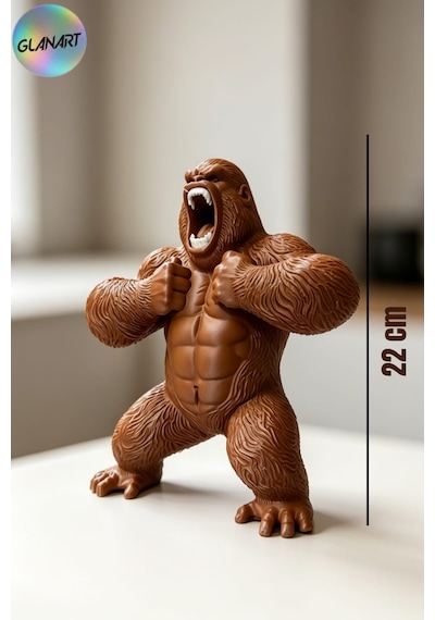Hediyelik Masa Üstü Büyük 3 Boyutlu King Kong Figürü 1 Adet 3 D Filament Kahverengi