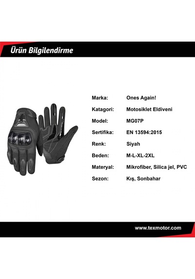 Ones Again Ones Agaın Kışlık Eldiven Siyah Mg07p