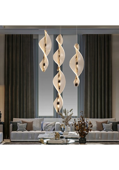 Gupse 4 Lü Yuvarlak 62 Watt Ledli Modern Tasarım Oturma Odası Salon Avize Gold