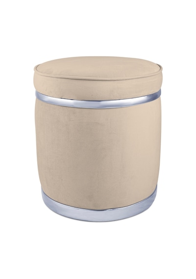 Zerafet Silver Kaplama Luxery Puf- Krem Babyface Kumaş Pofuduk Oturma Pufu&makyaj Pufu&bench