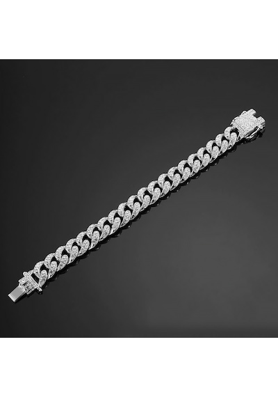 Chavin 12 Mm. Kalın Taşlı Alloy Erkek Bileklik  Ed93By Gümüş