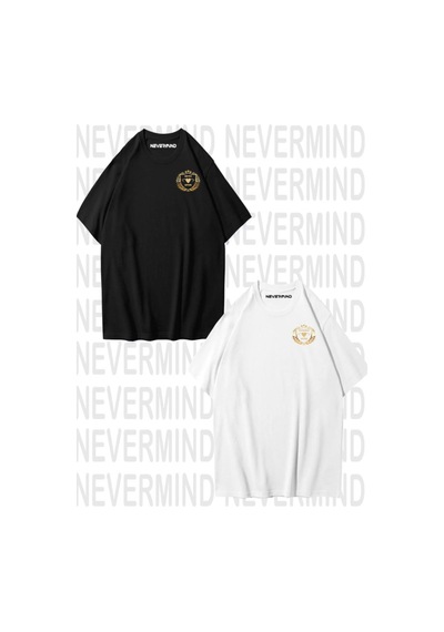 Nevermind Hanımcı/beyci Spor Baskılı İkili Oversize Sevgili Tshirt Eş Kombi Siyah - Beyaz