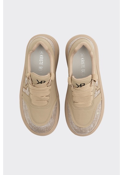 Derinet Günlük Taşlı Kadın Sneaker Bej Bej