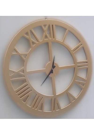 1448bng90272 Hobi Adn Dekoratif Duvar Saat Ahşap Mdf Cnc Kesim Parlak Gold Renk El Yapım Altın