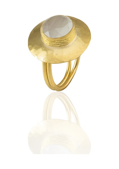 Kadir Jewellery 22 Ayar Altın Kaplama Zirkon Taşlı Kadın Vintage Yüzük Gri