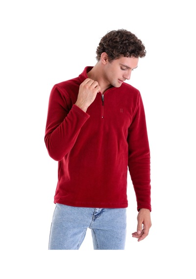 Hatemoğlu Regular Fit Düz Tam Boy Fermuarlı Polar Sweatshirt Bordo Hatemoğlu Regular Fit Düz Tam Boy Fermuarlı Polar Sweatshirt Bordo