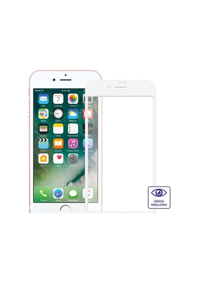 Bufalo Apple Uyumlu   iPhone 8 / 7 Ekran Koruyucu 9D Temperli Cam - Beyaz