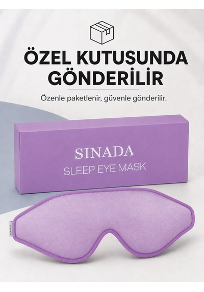 Premium 3d Uyku Göz Maskesi, %100 Işık Engelleme, Hafızalı Köpük Uyku Bandı Açık Mor