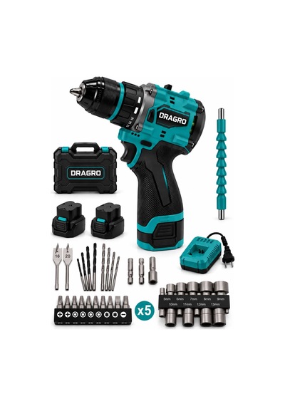 Dragro Drg-21v Kömürsüz M Darbeli Metal Şanzıman Çift Akülü Vidalama Full Setli