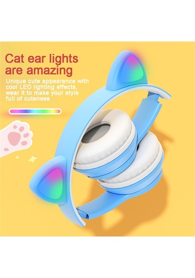 Mmpshop P47M Sevimli Kedi Bluetooth Kablosuz Mikrofonlu RGB Kulak Üstü Kulaklık