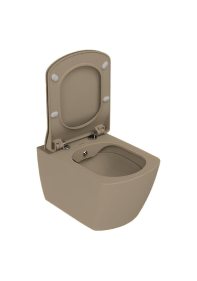 Creavit Elegant Mat Cappucino Kanalsız Asma Klozet Eg321, Creavit Elegant Duroplast Yavaş Kapak Cappuccino