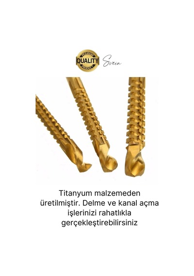 Premium Çok Amaçlı 3'lü Freze Matkap Uç Seti Ahşap Tahta Delme Titanyum Kanal Açma Sunta Mdf Oyma