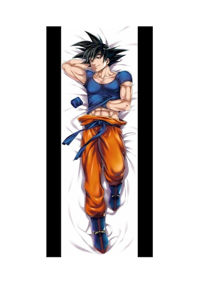 Anime- Dragon Ball - Son Goku Desenli Sarılma Yastığı Hugging Pillow Kılıfı Çok Renkli