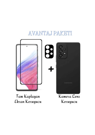 Samsung Galaxy A73 Tam Kaplayan Ekran Koruyucu Ve Kamera Lens Koruyucu