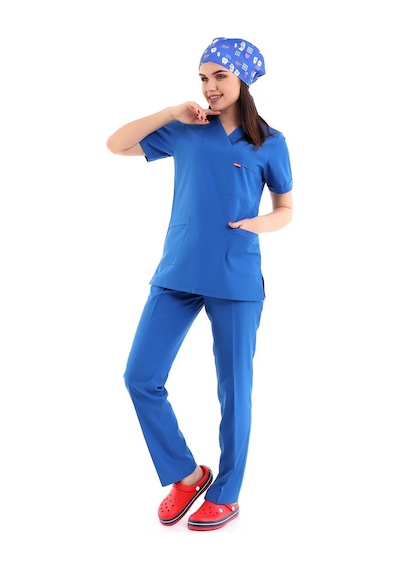 Zarf Yaka Kadın Takım - 56 Saks Mavi-5853-56 Saks Mavi