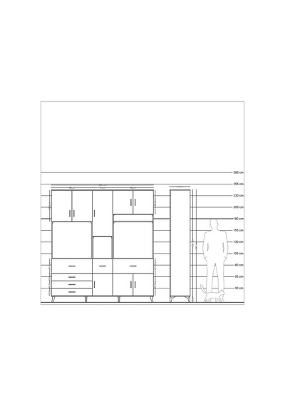 Hyperion Dolap 10 Raflı 6 Çekmeceli 8 Kapaklı 220x44x243 Antrasit-çam/antrasit Çok Renkli Hyperion Dolap 10 Raflı 6 Çekmeceli 8 Kapaklı 220x44x243 Antrasit-çam/antrasit Çok Renkli