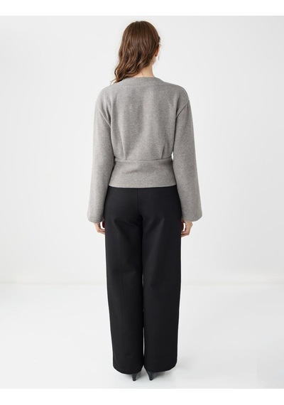Jimmy Key Antrasit Melanj Kayık Yaka Uzun Kollu Yumuşak Dokulu Sweatshirt 5ww236054972