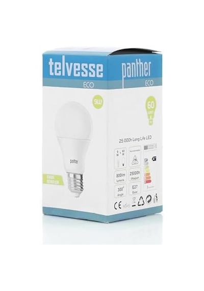 Telvesse 9w Beyaz Led E27 Ampul Tasarruflu Lamba 6500 K Beyaz Işık 800 Lümen 9w 60w