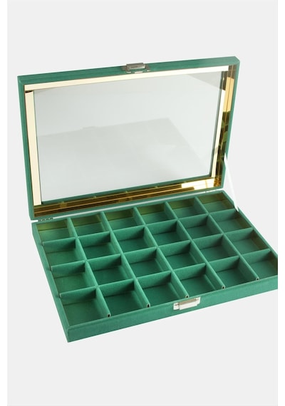 Hnrlıshp 24 Bölmeli Cam Kapaklı Anfora Kumaş Sunum Tablosu 24x34 Cm-siyah Çok Renkli